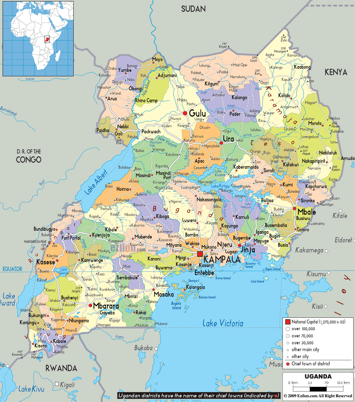 kort over uganda